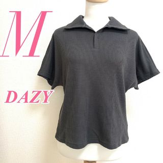 DAZY　半袖ポロシャツ　M　グレー　ワッフル　カジュアル　ポリ(ポロシャツ)