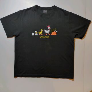 Tシャツ　たまご ひよこ にわとり チキン メンズ Lサイズ 黒(Tシャツ/カットソー(半袖/袖なし))