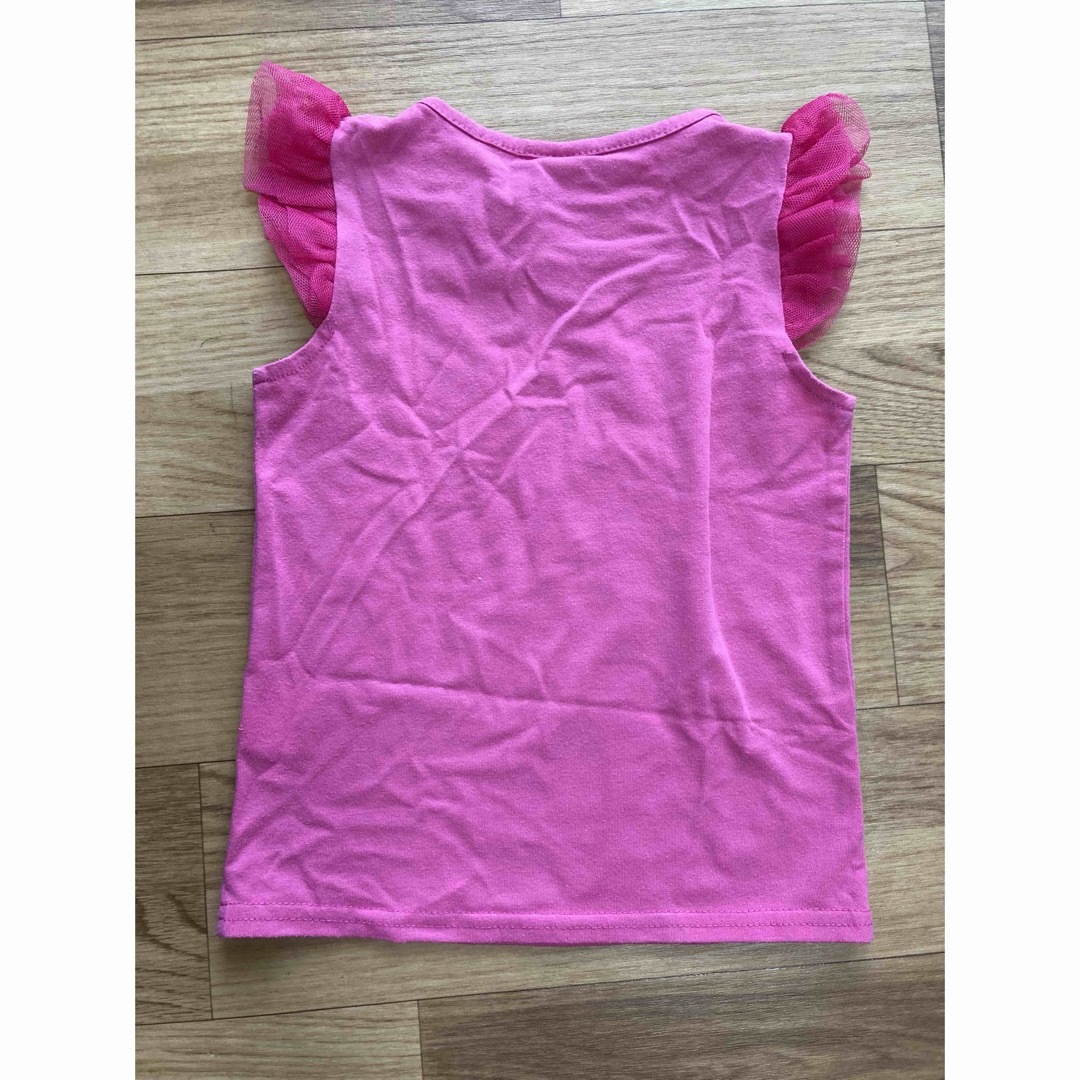 enchantepetit(アンシャンテプティ)のenchante petit ピンク　肩フリル　ノースリーブトップス　100 キッズ/ベビー/マタニティのキッズ服女の子用(90cm~)(Tシャツ/カットソー)の商品写真