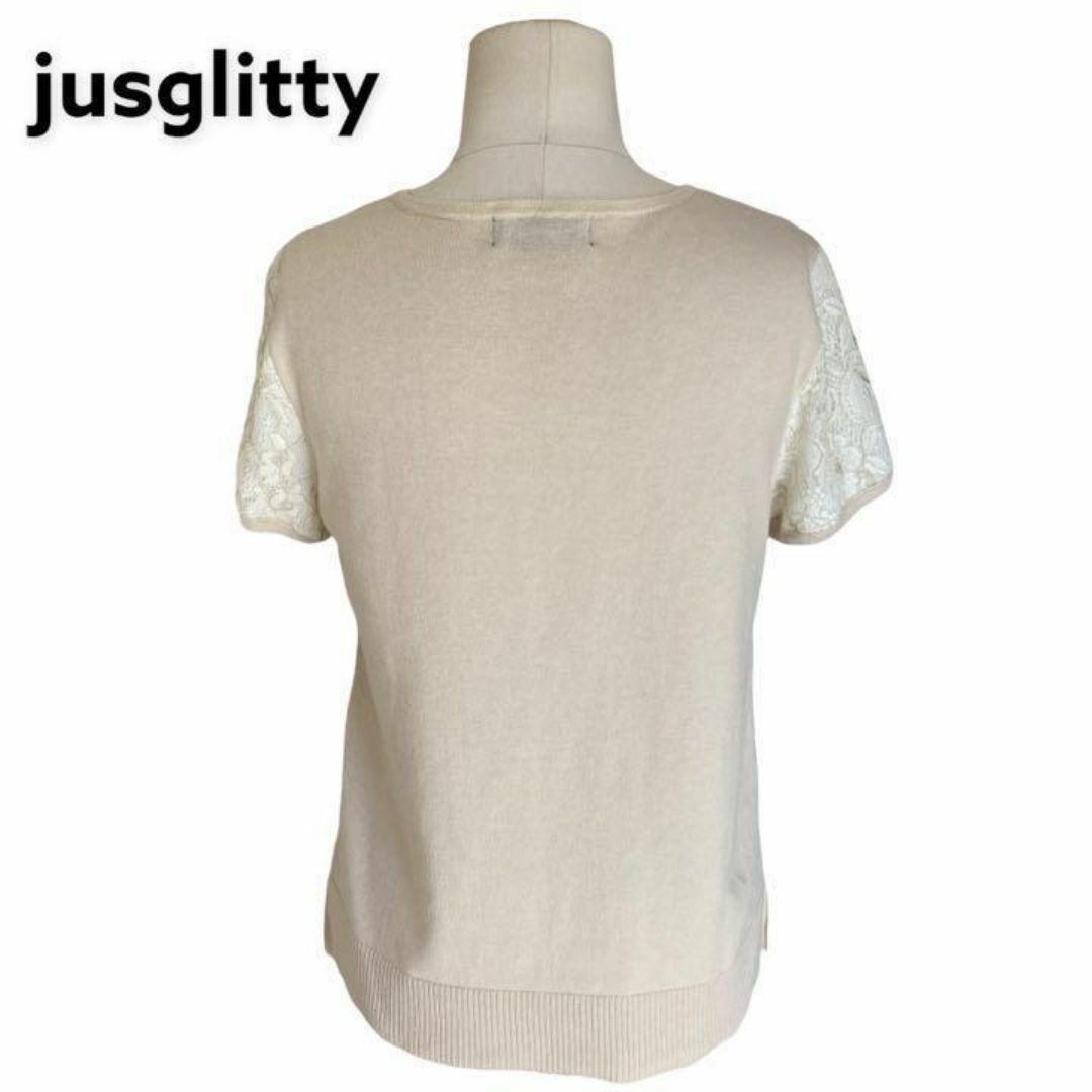 JUSGLITTY(ジャスグリッティー)のjusglitty ジャスグリッティー レース　花柄　Tシャツ　カットソー　白 レディースのトップス(シャツ/ブラウス(半袖/袖なし))の商品写真