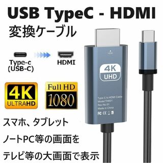 USB Type-C HDMI 変換 アダプタ ケーブル 2m(映像用ケーブル)