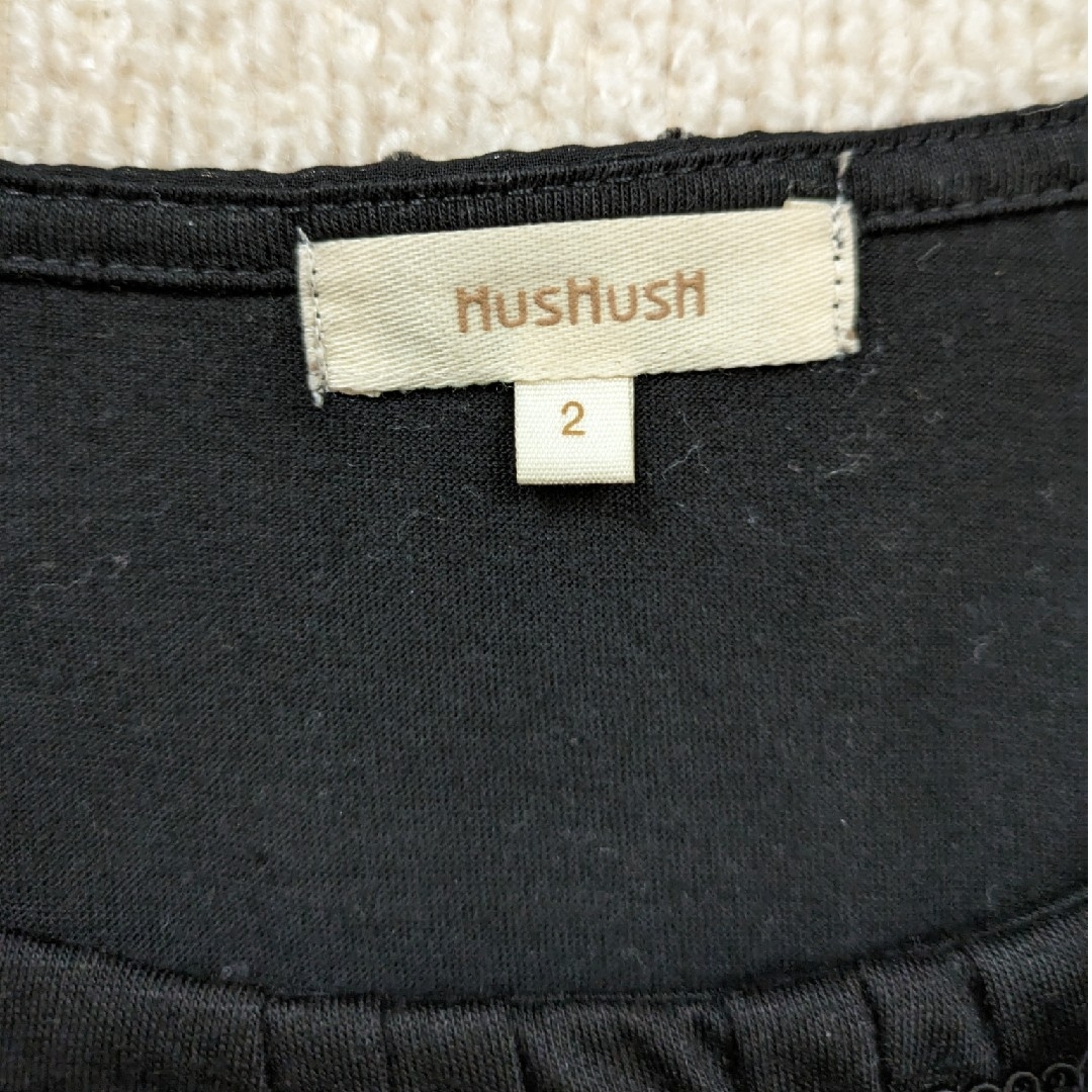 HusHush(ハッシュアッシュ)のカットソー　半袖　黒　サイズ2 レディースのトップス(カットソー(半袖/袖なし))の商品写真