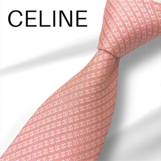 セリーヌ(celine)の【極美品】CELINE トリオンフ ピンク ジャガード イタリア製高級シルク(ネクタイ)