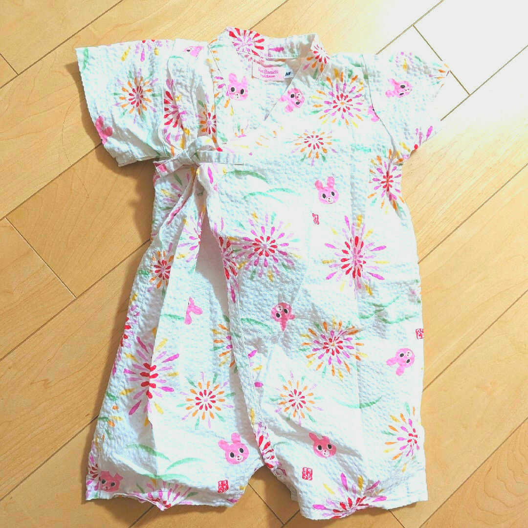 mikihouse(ミキハウス)のミキハウス　M(70-80cm)　花火うさこ甚平オール キッズ/ベビー/マタニティのキッズ服女の子用(90cm~)(甚平/浴衣)の商品写真