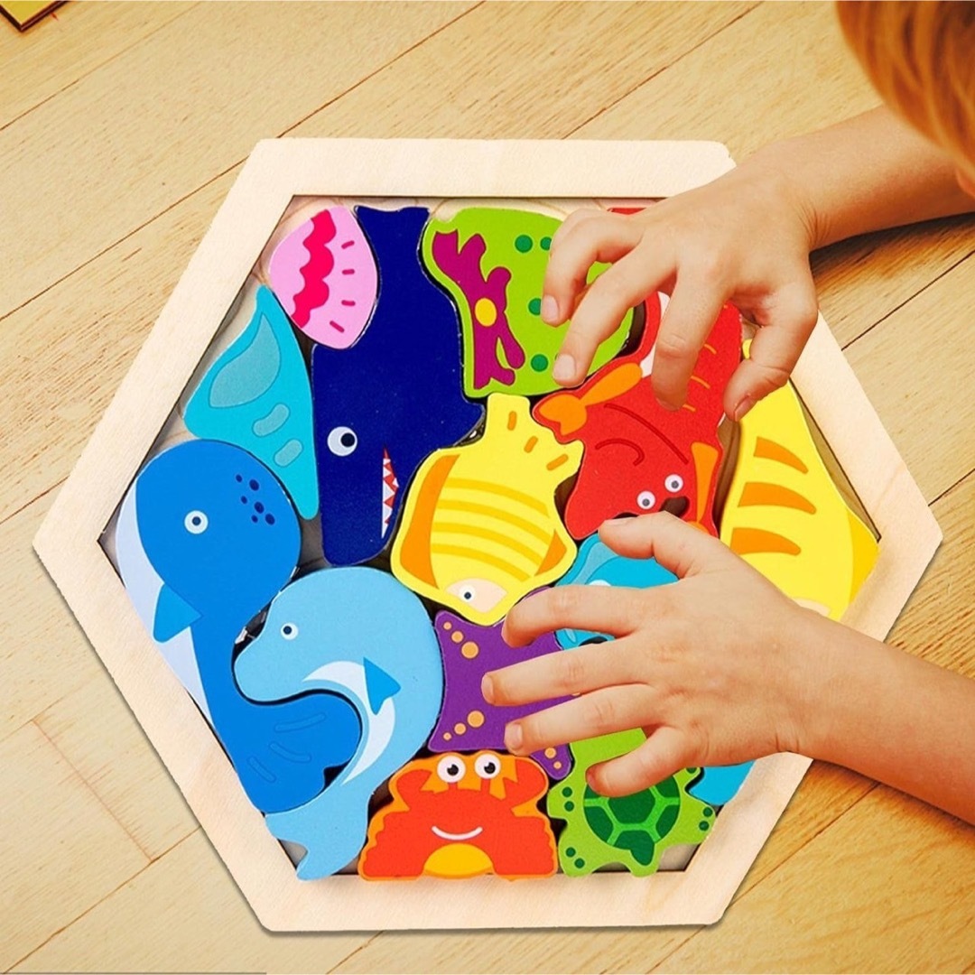 子供用 おもちゃ 3D 木製パズル スタッキング 海 積み木 積み上げパズル キッズ/ベビー/マタニティのおもちゃ(知育玩具)の商品写真