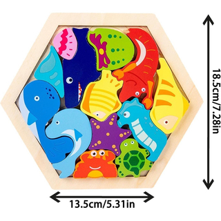 子供用 おもちゃ 3D 木製パズル スタッキング 海 積み木 積み上げパズル