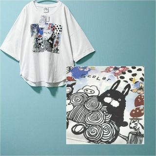 ScoLar - 【ScoLar】キャラクター大集合 アップリケ ビックTシャツ タグ付未使用