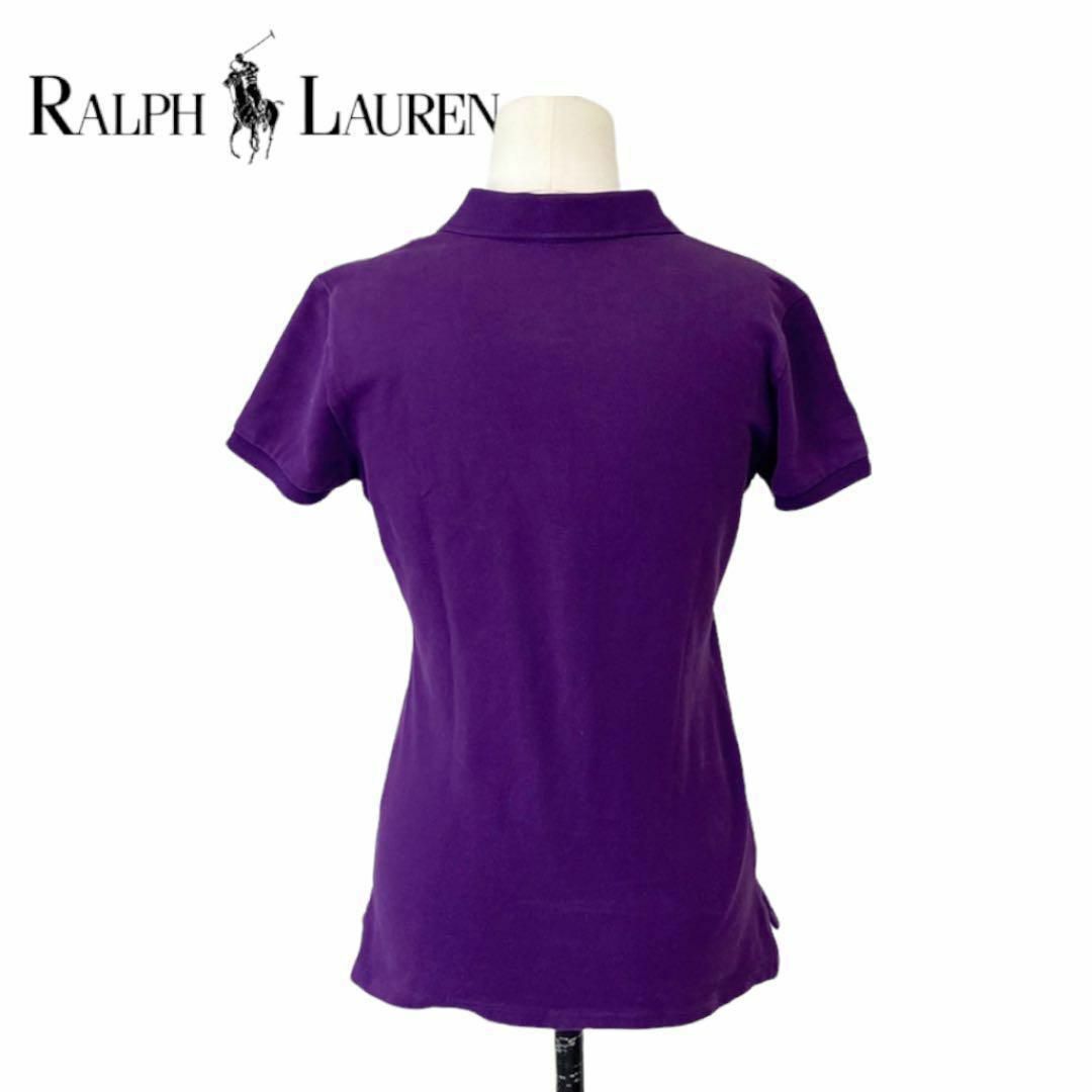 Ralph Lauren(ラルフローレン)のPOLO ラルフローレン ポロシャツ ワッペン　レザーパッチ　パープル　紫 レディースのトップス(ポロシャツ)の商品写真