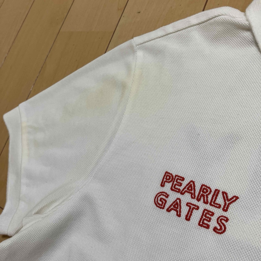 PEARLY GATES(パーリーゲイツ)のPEARLY GATES パーリーゲイツ　ポロシャツ　メンズ　ホワイト　サイズ4 スポーツ/アウトドアのゴルフ(ウエア)の商品写真