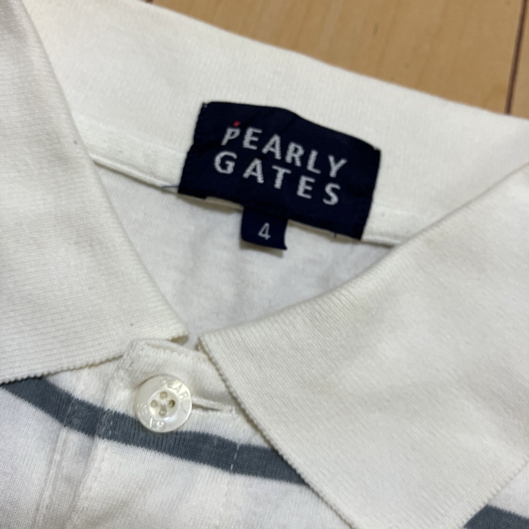 PEARLY GATES(パーリーゲイツ)のPEARLY GATES  パーリーゲイツ　ポロシャツ　メンズ　白　サイズ4 スポーツ/アウトドアのゴルフ(ウエア)の商品写真