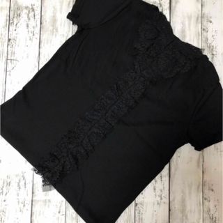 ランバンオンブルー(LANVIN en Bleu)の【美品】LANVIN EN BLEU バックフリル半袖カットソー(Tシャツ(半袖/袖なし))