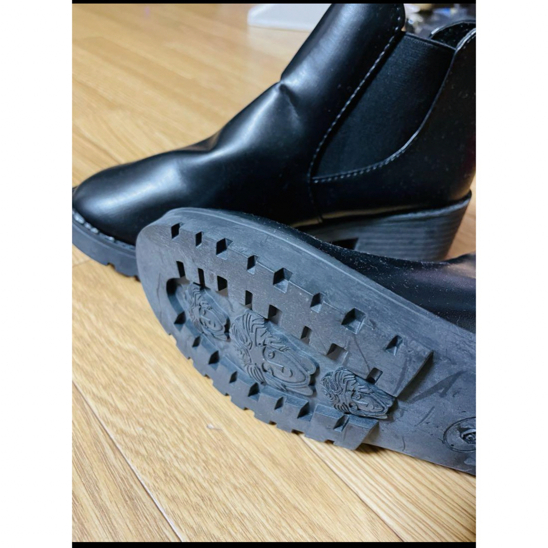レインブーツ　サイドゴア　ブーツ　レインシューズ　24.5cm ブラック レディースの靴/シューズ(ローファー/革靴)の商品写真