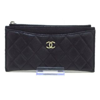 シャネル(CHANEL)のCHANEL(シャネル) 財布美品  マトラッセ/スリムウォレット 黒 シルバー金具 キャビアスキン(財布)