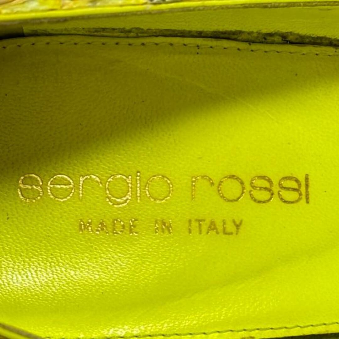 Sergio Rossi(セルジオロッシ)のsergio rossi(セルジオロッシ) パンプス 36 レディース - イエロー×グレーベージュ オープントゥ/アウトソール張替済 パイソン レディースの靴/シューズ(ハイヒール/パンプス)の商品写真