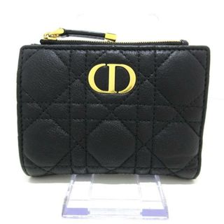 DIOR/ChristianDior(ディオール/クリスチャンディオール) 2つ折り財布 ディオールカロ 黒×ゴールド レザー