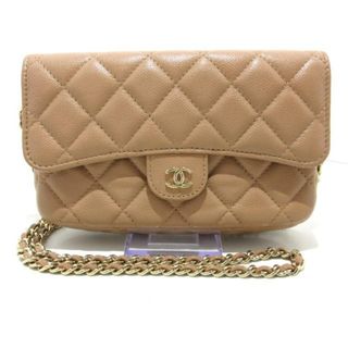 CHANEL - CHANEL(シャネル) 財布 マトラッセ AP2096 ベージュ チェーンウォレット/ゴールド金具/フラップフォンケース グレインドカーフスキン