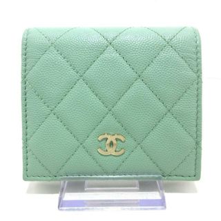 シャネル(CHANEL)のCHANEL(シャネル) 2つ折り財布美品  マトラッセ AP3178 ライトグリーン キャビアスキン(財布)