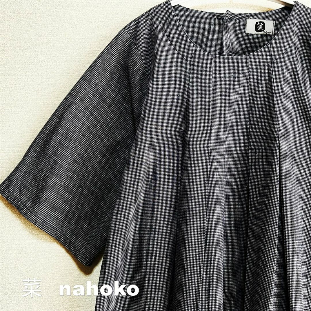 【菜 NAHOKO】ナホコ リネン混 プリーツ ワンピース レディースのワンピース(ひざ丈ワンピース)の商品写真