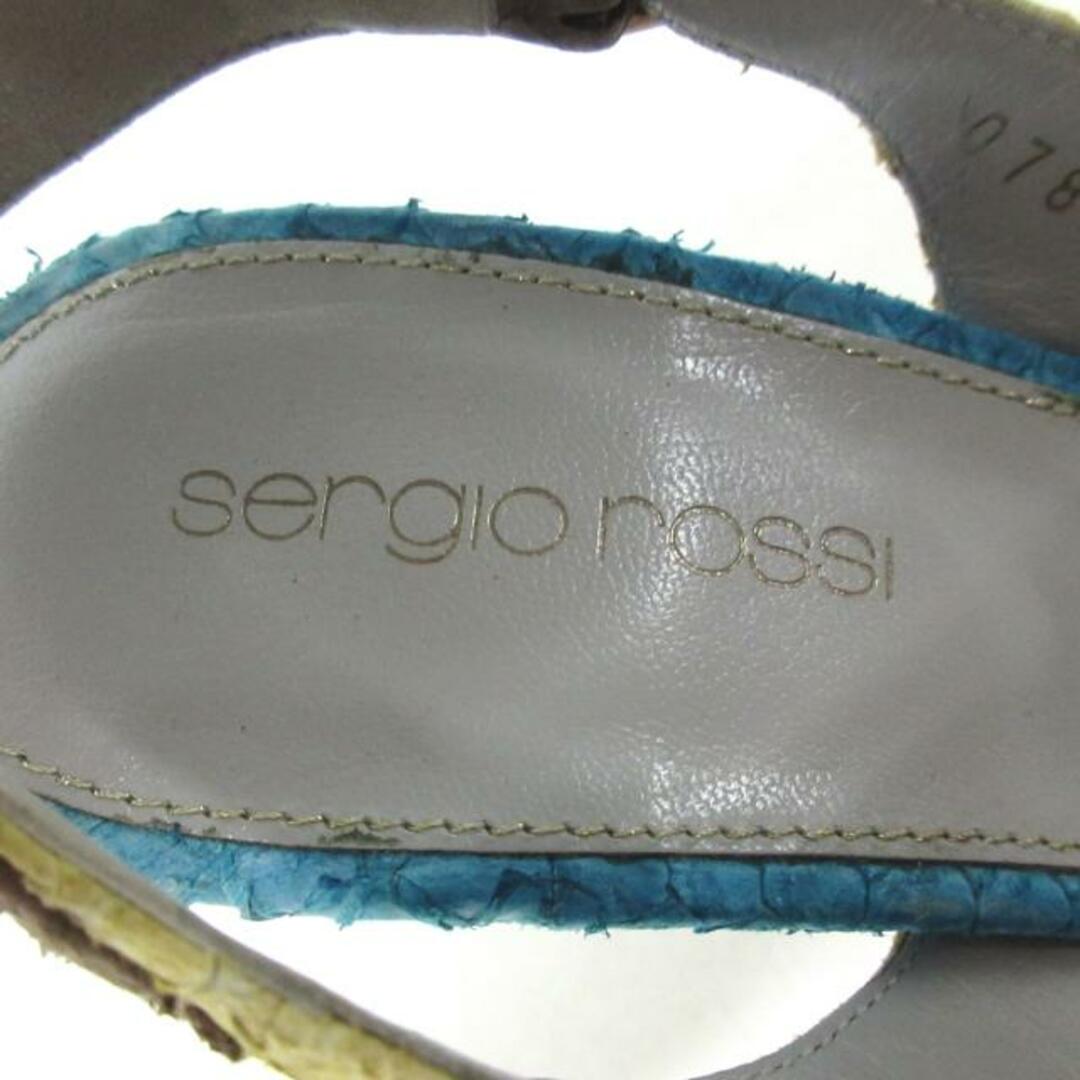 Sergio Rossi(セルジオロッシ)のsergio rossi(セルジオロッシ) ミュール 35　1/2 レディース - ダークブラウン×ライトブルー×イエロー レザー レディースの靴/シューズ(ミュール)の商品写真