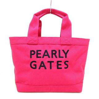 パーリーゲイツ(PEARLY GATES)のPEARLY GATES(パーリーゲイツ) ハンドバッグ美品  - ピンク×黒 刺繍 キャンバス(ハンドバッグ)