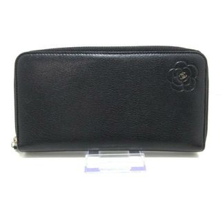 シャネル(CHANEL)のCHANEL(シャネル) 長財布 - A47007 黒 カメリア/ココマーク/ラウンドファスナー/シルバー金具 レザー(財布)