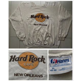ハードロックカフェ(Hard Rock CAFE)の90s USA製 HARD ROCK CAFE スウェット 白 ホワイト XL(スウェット)