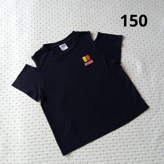 ジーユー(GU)のGU×HARIBO ジーユー 黒 オープンショルダーシャツ キッズ 150サイズ(Tシャツ/カットソー)