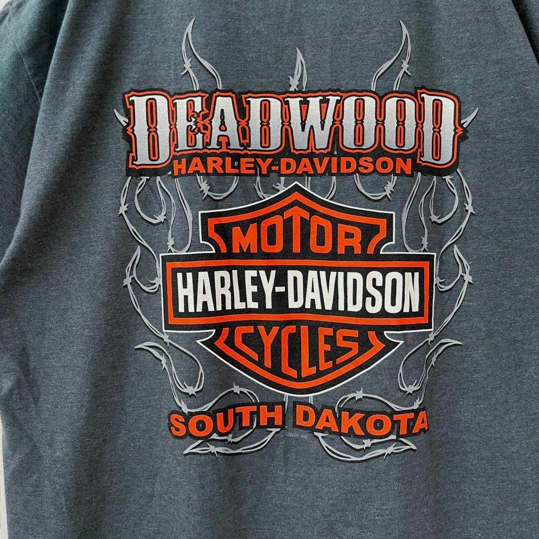 Harley Davidson(ハーレーダビッドソン)のUSA製ヴィンテージ古着　ハーレーダビッドソンバックプリントTシャツ Lグレー メンズのトップス(Tシャツ/カットソー(半袖/袖なし))の商品写真