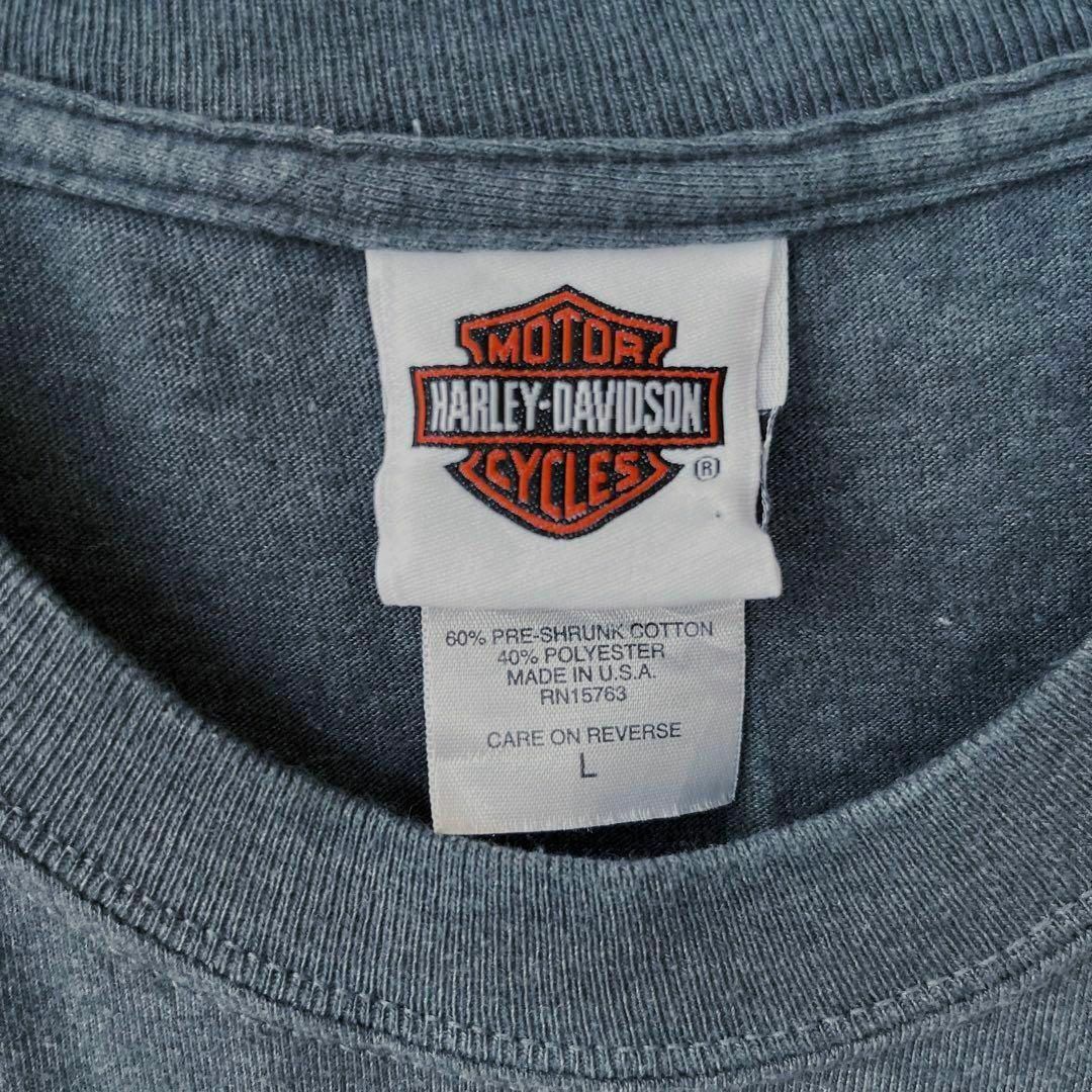 Harley Davidson(ハーレーダビッドソン)のUSA製ヴィンテージ古着　ハーレーダビッドソンバックプリントTシャツ Lグレー メンズのトップス(Tシャツ/カットソー(半袖/袖なし))の商品写真