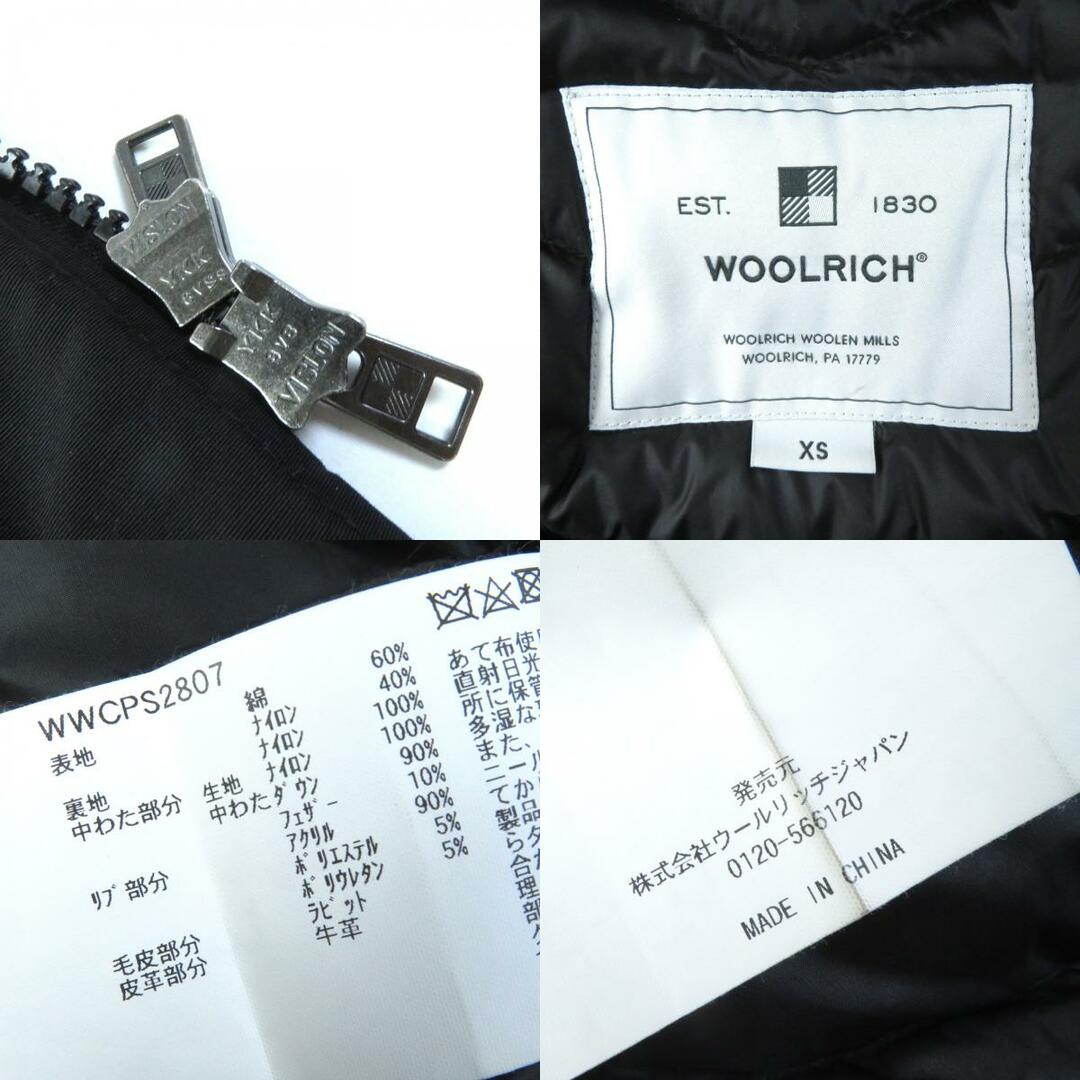 WOOLRICH(ウールリッチ)の良品△WOOLRICH ウールリッチ WWCPS2807 BOW BRIDGE COAT ボウブリッジコート ラビットファー・フード付き ダウンコート ブラック XS 正規品 レディース レディースのジャケット/アウター(ダウンコート)の商品写真