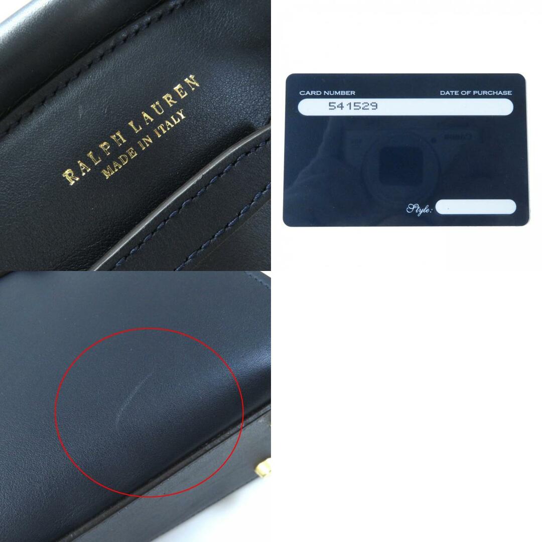 Ralph Lauren(ラルフローレン)の美品△RALPH LAUREN ラルフローレン WACLBAG0G520025410 カーフスキン ミニ RL50 ショルダーバック ハンドバッグ ネイビー 保存袋付き レディース 定価279,400円 レディースのバッグ(ハンドバッグ)の商品写真