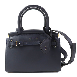 ラルフローレン(Ralph Lauren)の美品△RALPH LAUREN ラルフローレン WACLBAG0G520025410 カーフスキン ミニ RL50 ショルダーバック ハンドバッグ ネイビー 保存袋付き レディース 定価279,400円(ハンドバッグ)