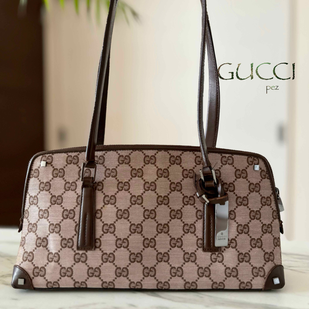 Gucci(グッチ)の正規品 GUCCI グッチ GG柄 レザーショルダーバッグ レディースのバッグ(トートバッグ)の商品写真