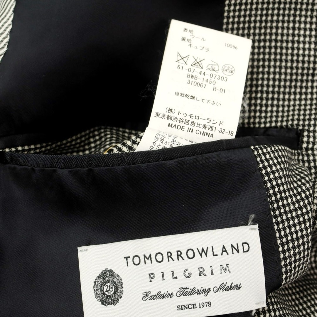 TOMORROWLAND(トゥモローランド)の【中古】トゥモローランド TOMORROWLAND ウール 2B テーラードジャケット ブラックxオフホワイト【サイズ44】【メンズ】 メンズのジャケット/アウター(テーラードジャケット)の商品写真