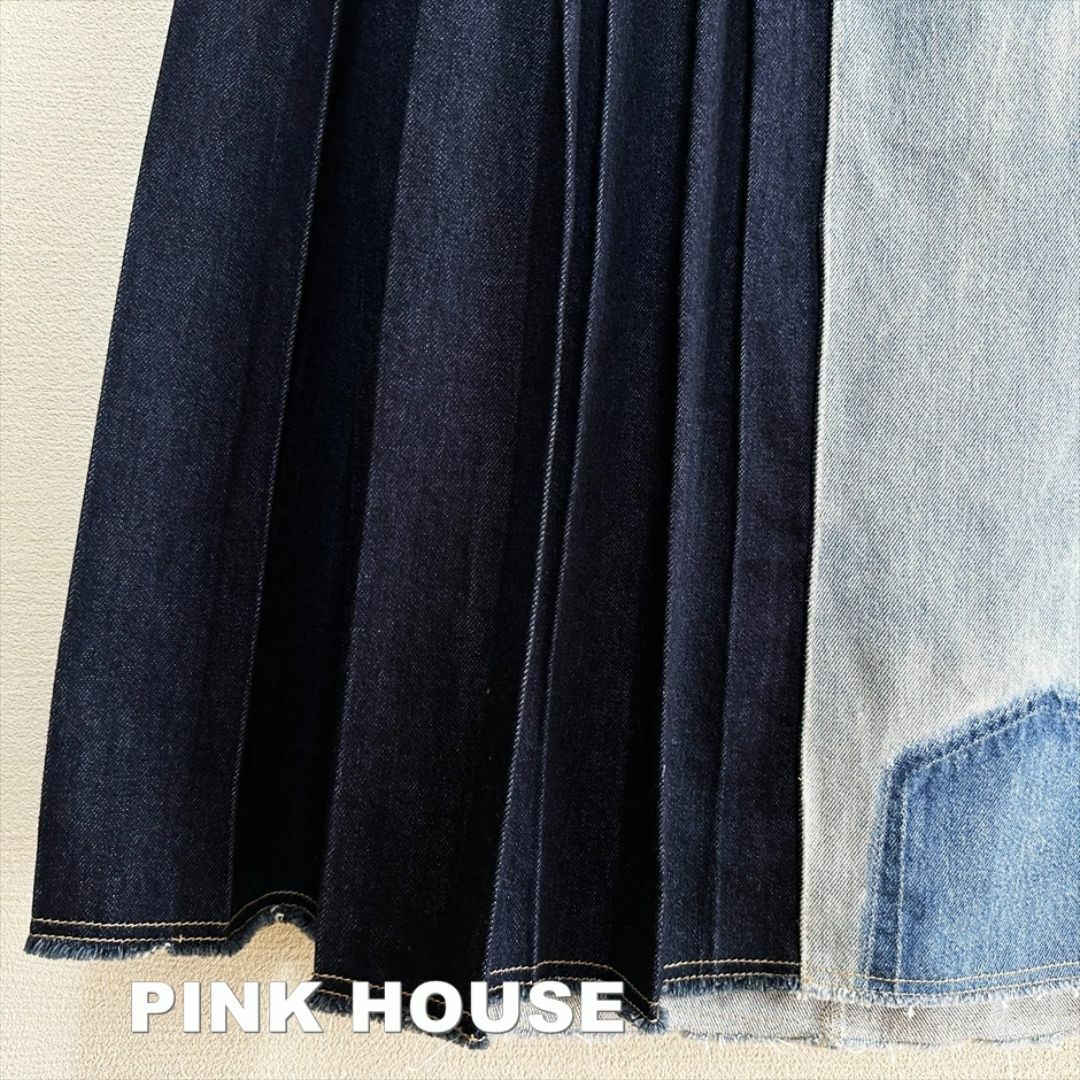 PINK HOUSE(ピンクハウス)の【PINK HOUSE】poin blue ヴィンテージ配色切替 デニムスカート レディースのスカート(ロングスカート)の商品写真