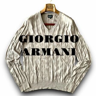 Giorgio Armani - A14 美品 Lぐらい 48『ジョルジオアルマーニ』ニット カットソー ベージュ