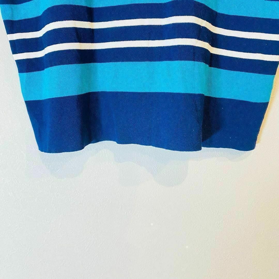 GALLORIA ニット　半袖　ボーダー　レーヨンイトーヨーカ堂　青　白　LL レディースのトップス(ニット/セーター)の商品写真