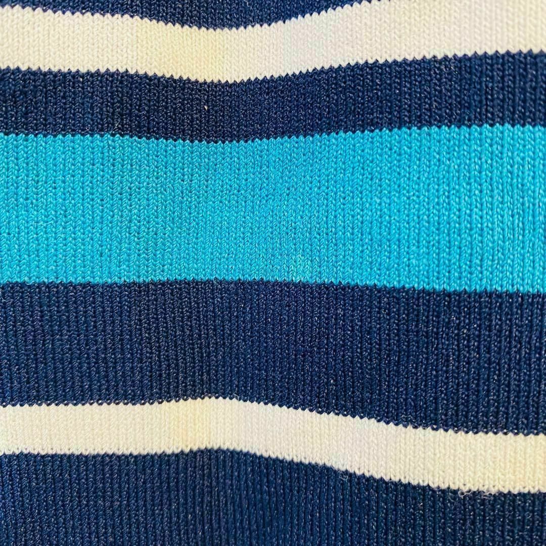 GALLORIA ニット　半袖　ボーダー　レーヨンイトーヨーカ堂　青　白　LL レディースのトップス(ニット/セーター)の商品写真