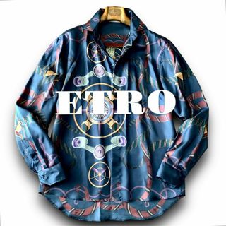 エトロ(ETRO)のA17 極美品 高級 総シルク L『エトロ』長袖 シャツ ベルトペガサスデザイン(その他)