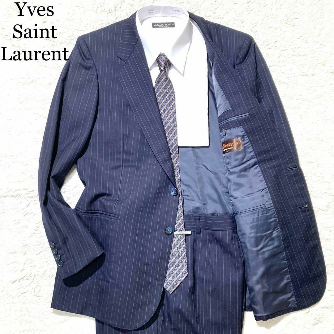 Yves Saint Laurent(イヴサンローラン)の【極美品】Yves Saint Laurent スーツ ネイビー 紺 ストライプ メンズのスーツ(セットアップ)の商品写真