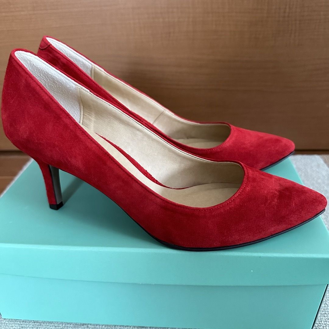 SLOBE IENA(スローブイエナ)のIENA 赤　ヒール　24.5cm 未使用 箱あり レディースの靴/シューズ(ハイヒール/パンプス)の商品写真