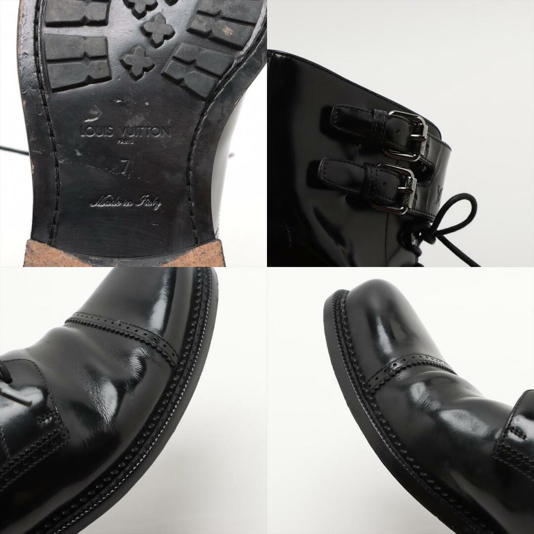 LOUIS VUITTON(ルイヴィトン)のルイヴィトン レザー ショート ブーツ FA0121 モンクストラップ 替え紐付 7 26cm 相当 レースアップ 靴 ブラック 黒 メンズ EEM Y7-7 メンズの靴/シューズ(ブーツ)の商品写真