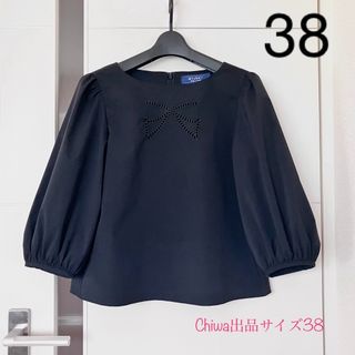 M'S GRACY - エムズグレイシー　ふんわりお袖　リボン　ブラウス　黒　カタログ掲載　38