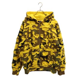 シュプリーム(Supreme)のSUPREME シュプリーム 22AW×Griffin Zip Up Hooded Sweatshirt×グリフィン カモフラ柄デストロイ ジップアップ スウェットパーカー イエロー(パーカー)