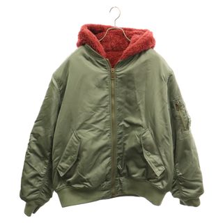 シュプリーム(Supreme)のSUPREME シュプリーム 22AW Faux Fur Reversible MA-1 Jacket フェイクファー フーデッド リバーシブル フライト ボンバージャケット カーキ/レッド(フライトジャケット)