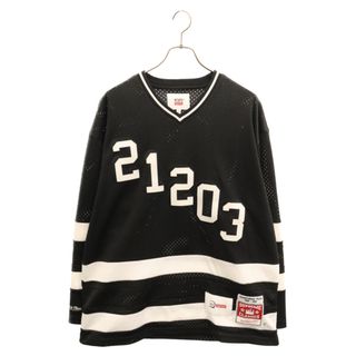 シュプリーム(Supreme)のSUPREME シュプリーム 21AW×WTAPS Mitchell & Ness Hockey Jersey ホッケー ゲームシャツ Vネックメッシュジャージ 長袖シャツ ブラック/ホワイト(シャツ)