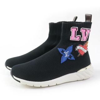 LOUIS VUITTON - 極美品◎LOUIS VUITTON ルイヴィトン ブラックハートライン ワッペン付き ソックス スニーカー ブラック マルチ 35 イタリア製 レディース