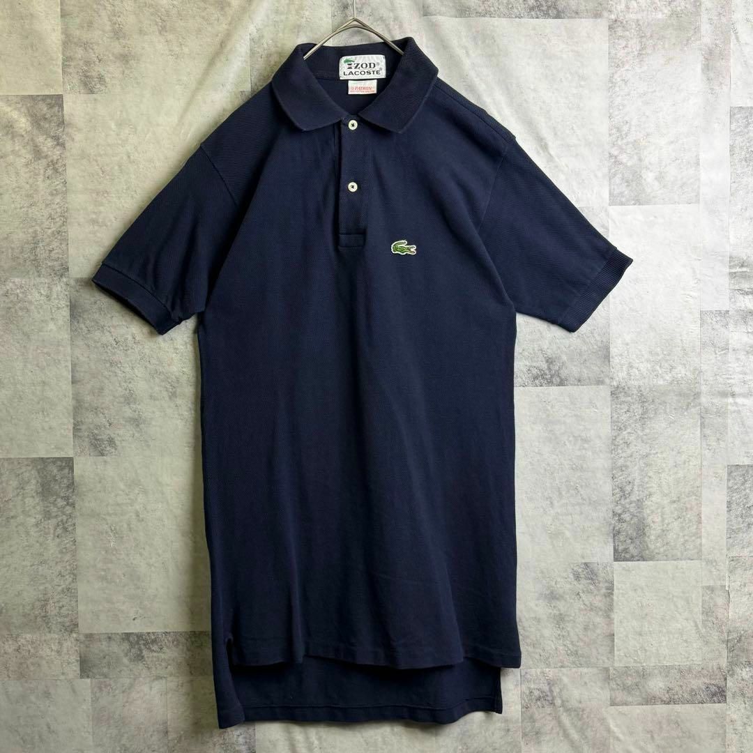 LACOSTE(ラコステ)の希少 70s アイゾッドラコステ 鹿子ポロシャツ 半袖 刺繍ロゴ ネイビー M メンズのトップス(ポロシャツ)の商品写真