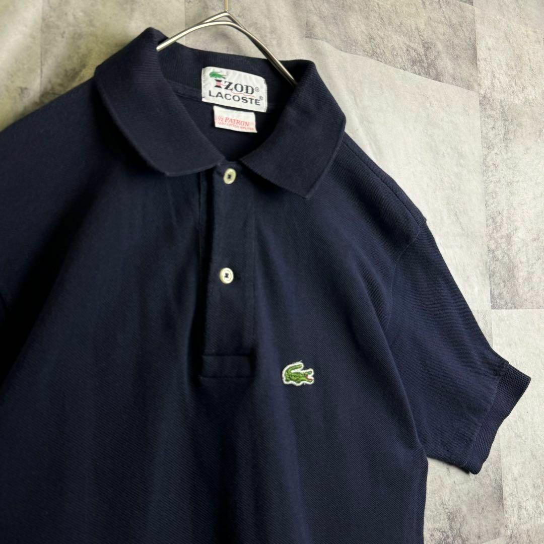 LACOSTE(ラコステ)の希少 70s アイゾッドラコステ 鹿子ポロシャツ 半袖 刺繍ロゴ ネイビー M メンズのトップス(ポロシャツ)の商品写真