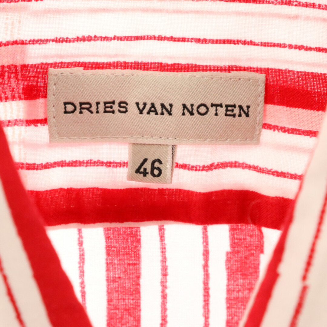 DRIES VAN NOTEN(ドリスヴァンノッテン)のDRIES VAN NOTEN ドリスヴァンノッテン ストライプ コットン 半袖シャツ 3752-2101 レッド/ホワイト メンズのトップス(シャツ)の商品写真